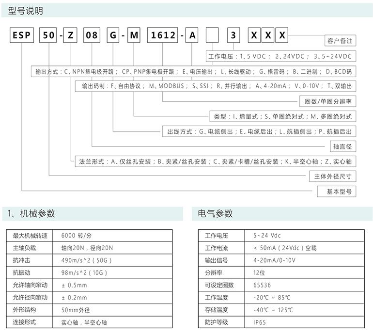 绝对式编码器 EPS50-ME系列 40-20mA